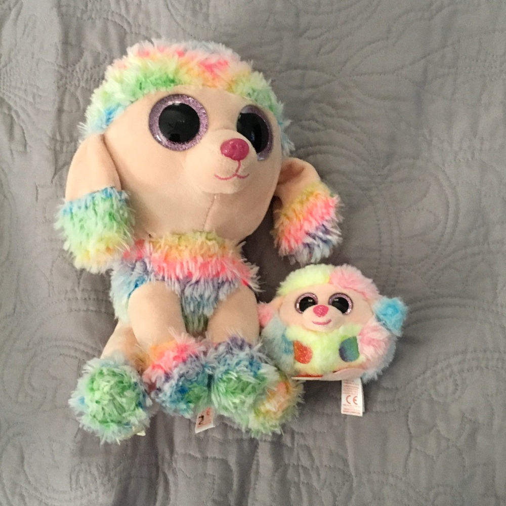 Set of Plush Rainbow Multicolor Puppy Stuffed Toys